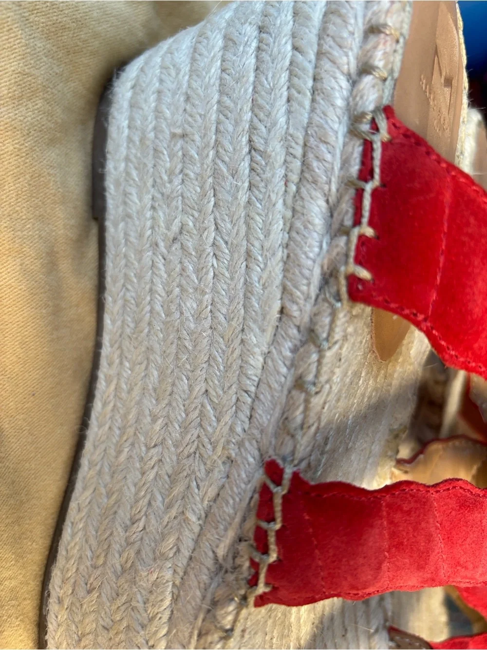Marc Fisher Red Suede Espadrille Slide Sandals